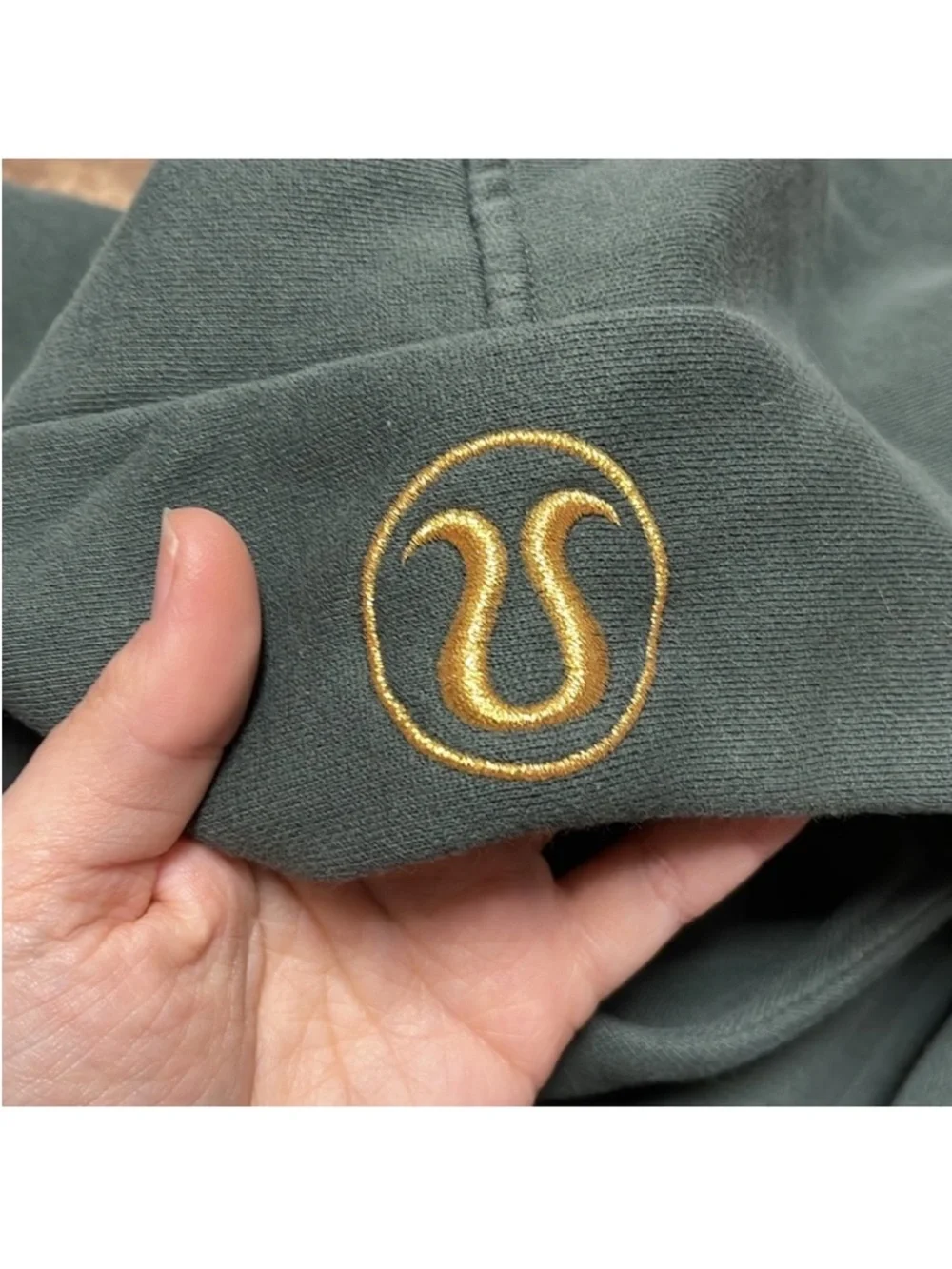 Lululemon Scuba Oversized Half Zip Hoodie Jacket *Gold Zip Dark Forest Sz M/L